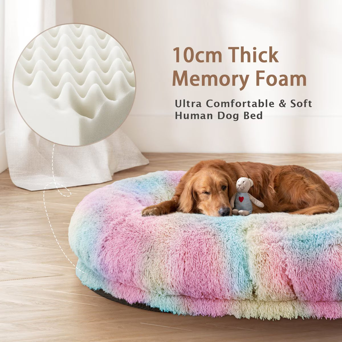 SUPLY Oversized Human Dog Bed, Rainbow