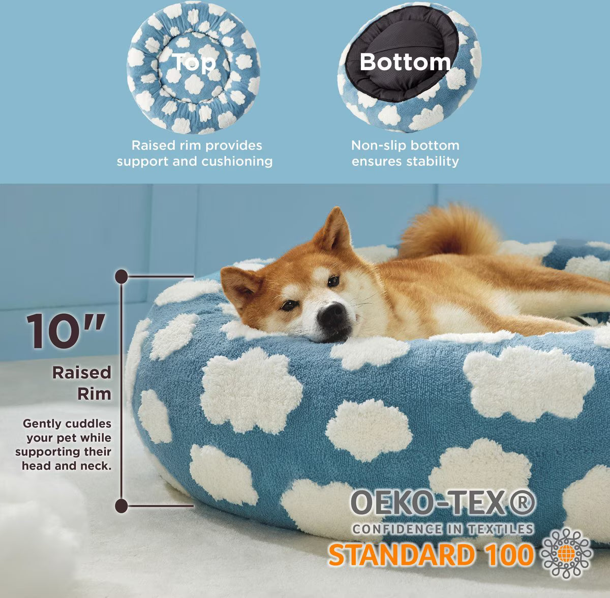 SUPLY Lesure Calming Donut Pet Bed, Large