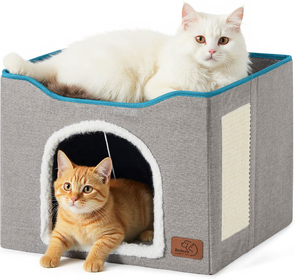 SUPLY Bedsure Cat Cave with Fluffy Ball & Scratch Pad