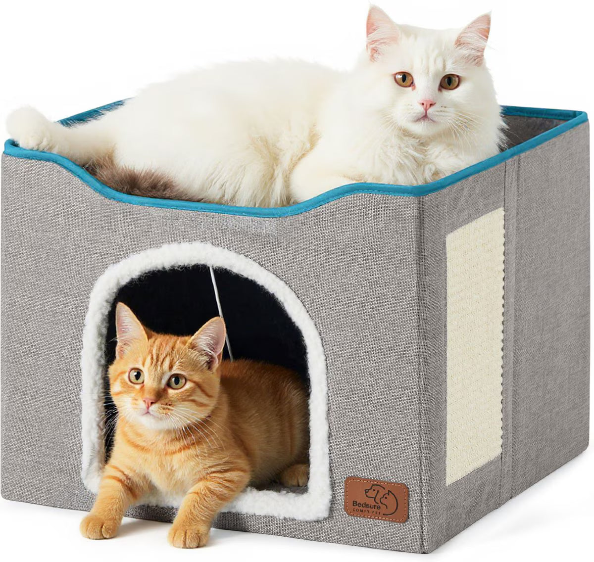 SUPLY Bedsure Cat Cave with Fluffy Ball & Scratch Pad