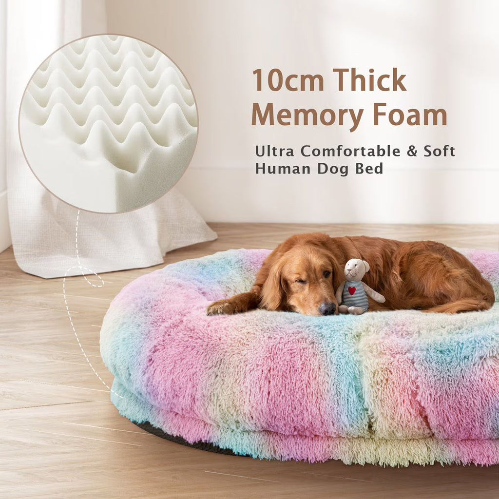 SUPLY Oversized Human Dog Bed, Rainbow