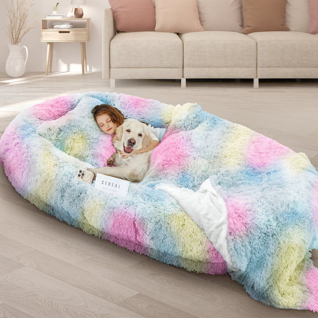 SUPLY Oversized Human Dog Bed, Rainbow