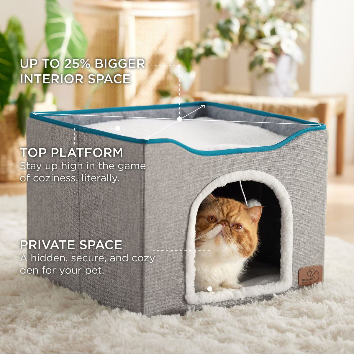 SUPLY Bedsure Cat Cave with Fluffy Ball & Scratch Pad
