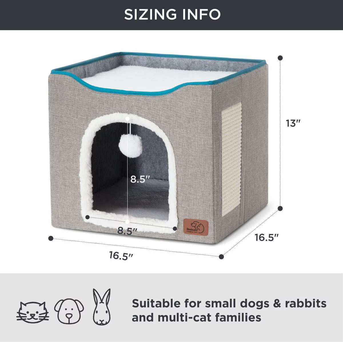 SUPLY Bedsure Cat Cave with Fluffy Ball & Scratch Pad